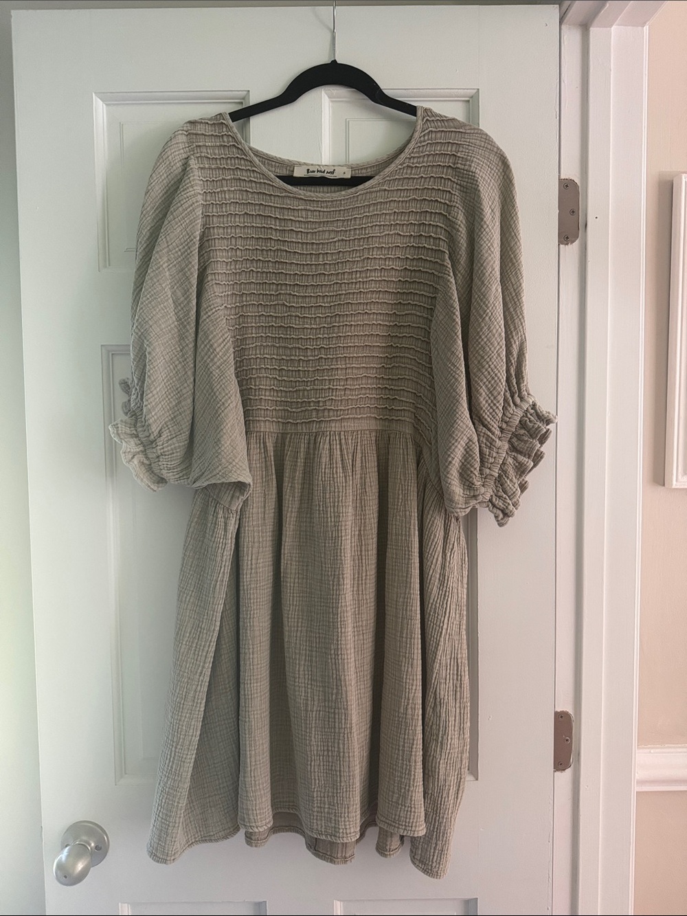 Three birds nest Beige Smocked Bodice Dress